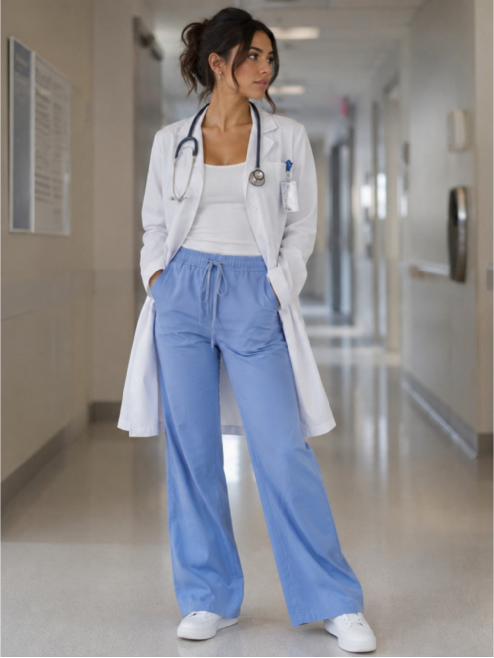 Cherokee Workwear Women's Ceil Blue Flare Leg Scrubs XS-S